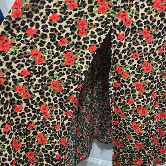 Leopard Print Dress with Red Floral Accents - Picture 8 of 9